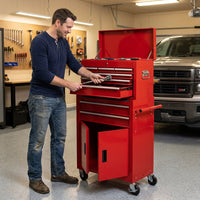 13 In. High Capacity Rolling Side Tool Cabinets Chest with Wheels and Drawers, 8-Drawer Tool Storage Cabinet — Lifestyle
