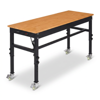70 In. W X 21 In. D Heavy-Duty Work Bench Adjustable Work Bench Work Table, Solid Wood Top with Power Outlets and Wheels — Studio Shot