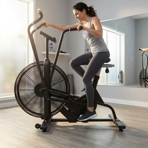 Air Bike Exercise Equipment Built for Full-Body Cardio, Dual Air Magnetic Resistance, Adjustable Settings