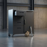 Metal Garage Storage Cabinet on Wheels, Lockable Rolling Tool Cabinet with Drawer and Shelves, Heavy Duty Mobile Steel Cabinet for Garage Warehouse Workshop — Studio Shot