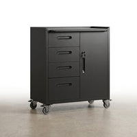 Metal Garage Storage Cabinet on Wheels, Lockable Rolling Tool Cabinet with Drawer and Shelves, Heavy Duty Mobile Steel Cabinet for Garage Warehouse Workshop — Studio Shot