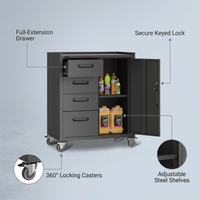Metal Garage Storage Cabinet on Wheels, Lockable Rolling Tool Cabinet with Drawer and Shelves, Heavy Duty Mobile Steel Cabinet for Garage Warehouse Workshop — infographic