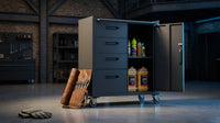 Metal Garage Storage Cabinet on Wheels, Lockable Rolling Tool Cabinet with Drawer and Shelves, Heavy Duty Mobile Steel Cabinet for Garage Warehouse Workshop — Lifestyle