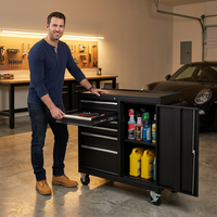 Metal Garage Storage Cabinet on Wheels, Lockable Rolling Tool Cabinet with Drawer and Shelves, Heavy Duty Mobile Steel Cabinet for Garage Warehouse Workshop — Lifestyle