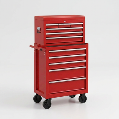 Rolling Tool Storage Cabinet Built for Workshop Organization, 8 Drawers, Powder-Coated Steel, Lockable