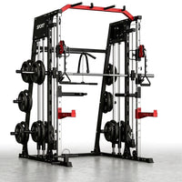 Smith Machine Home Gym All-In-1, 2200LBS Power Cage with Dual Cable Pulley Systems, LAT Pull-Down & Leg Hold-Down | Complete Strength Training Equipment for Full Body Workouts — Studio Shot