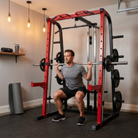 Smith Machine Home Gym Built for Complete Workouts, 2200LB Capacity, Dual Cable System, Power Cage Frame — Lifestyle