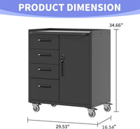 Metal Garage Storage Cabinet on Wheels, Lockable Rolling Tool Cabinet with Drawer and Shelves, Heavy Duty Mobile Steel Cabinet for Garage Warehouse Workshop