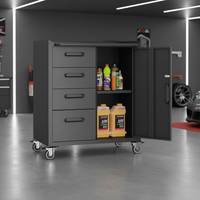 Rolling Tool Cabinet Engineered for Heavy Duty Storage, Lockable Steel Construction, Drawer and Shelves