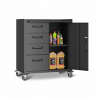 Rolling Tool Cabinet Engineered for Heavy Duty Storage, Lockable Steel Construction, Drawer and Shelves