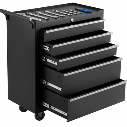Rolling Tool Chest, 5 Drawers Tool Storage Cabinet with Wheels, Portable Tool Cabinet Organizer with Locking System & Drawer Liners,Universal Lockable Wheels, Tool Storage Cart for Garage, Workshop