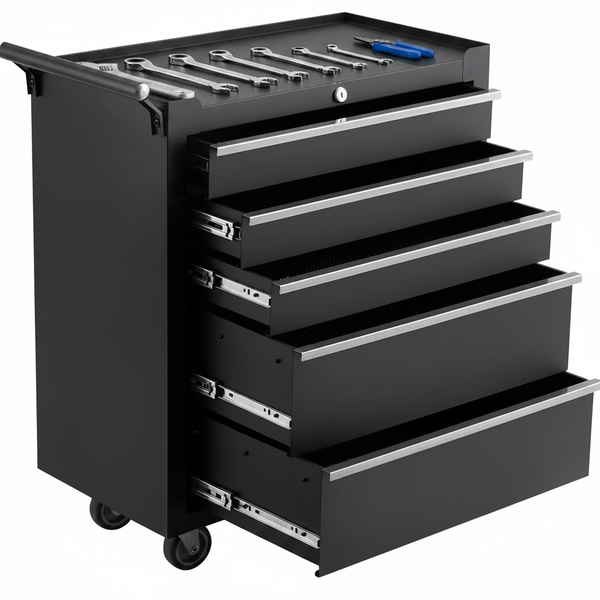 Rolling Tool Chest, 5 Drawers Tool Storage Cabinet with Wheels, Portable Tool Cabinet Organizer with Locking System & Drawer Liners,Universal Lockable Wheels, Tool Storage Cart for Garage, Workshop